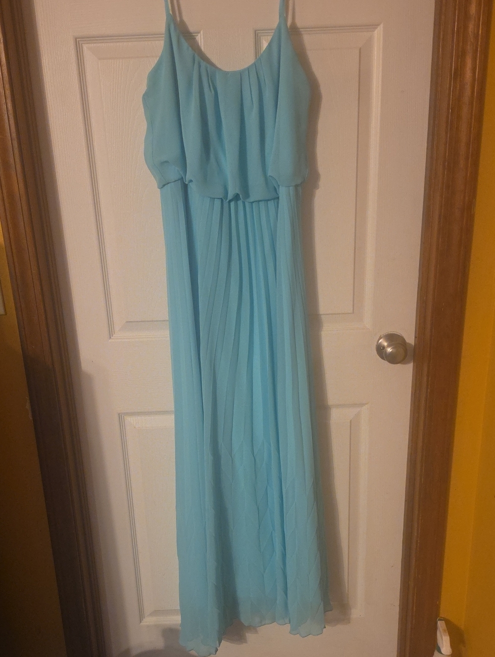 Bisou Bisou Aqua Chiffon Pleated Maxi Dress